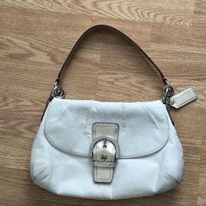 COACH Soft Soho Leather Shoulder Bag, cream